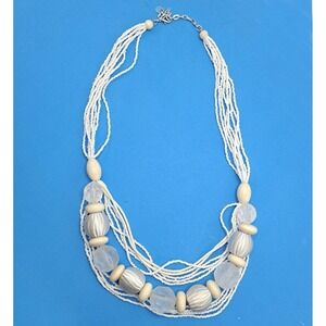 Vintage MCM Necklace 26" Beaded Multi Strand Lucite‎ Acrylic Layered Mod Retro